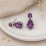 Sterling Silver Natural Amethyst Teardrop And Round Stud Earrings – 13mm, thumbnail 1 of 9