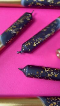 Black And Gold Glitter Christmas Candles, 2 of 4