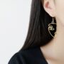 Sterling Silver Abstract Face Dangle Earrings, thumbnail 3 of 6