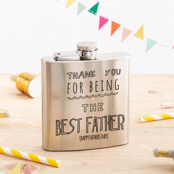 Personalised Best Father's Day Silver Hip Flask Gift, 2 of 4