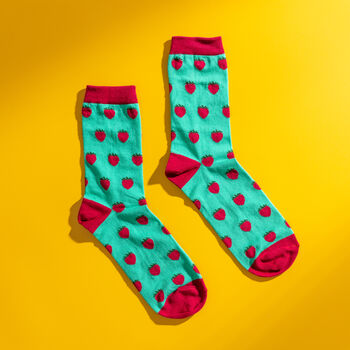 Strawberry Pattern Egyptian Cotton Men's Socks, 3 of 5