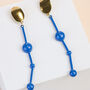 Gold And Blue Acrylic Drop Earrings, thumbnail 1 of 5