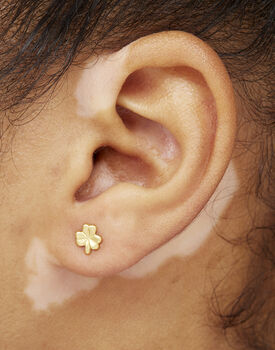 Gold Plated Clover Ear Studs, 2 of 6