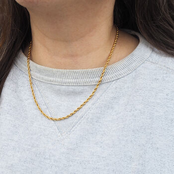 Gold Rope Necklace–18 K Gold Plated Waterproof Chain, 2 of 8