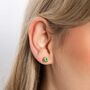 Gold Plated Sterling Silver Peridot Cz Stud Earrings, thumbnail 1 of 6
