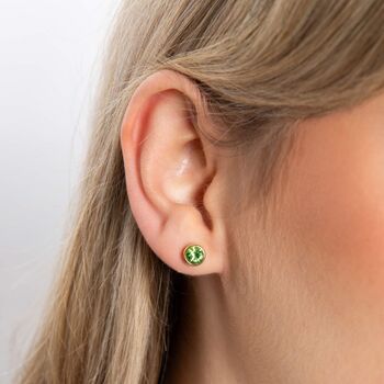 18ct Gold Plated Sterling Silver August Birthstone Stud Earrings – 7mm, 3 of 7