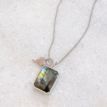 The Duo Labradorite Necklace, Silver, 12 of 12