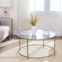 Round Coffee Table Glass Table With Steel Frame, thumbnail 6 of 11