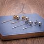 18ct White Gold And Diamond Earstuds With Gold Drops, thumbnail 5 of 10