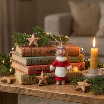 Handmade Felt Mrs. Claus Hanging Decoration, 6 of 6