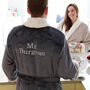 Personalised Sherpa Dressing Gown Front And Back Text, thumbnail 4 of 12
