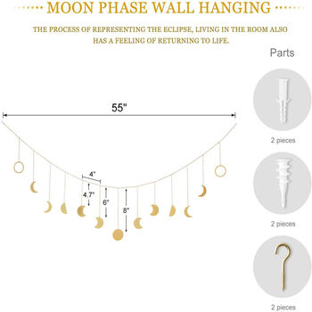 Wall Hanging Moon Phase Gold Garland Ornaments, 4 of 8