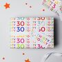 '30 Today' 30th Birthday Wrapping Paper Set, thumbnail 1 of 5