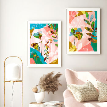 Abstract Pink Floral Art Print, 4 of 11