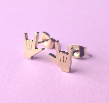 Rock On Hands Stud Earrings, 2 of 6