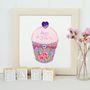 Personalised Cupcake Embroidered Framed Artwork, thumbnail 8 of 8