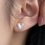 Sterling Silver Hammered Heart Stud Earrings, thumbnail 3 of 5