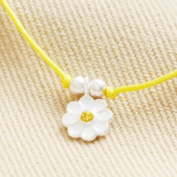 Sterling Silver Yellow Daisy Cord Bracelet, 2 of 5