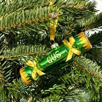 Personalised Glass Christmas Cracker Christmas Tree Decoration, 3 of 5