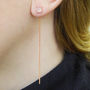 Rose Quartz Rose/Gold Plated Threader Earrings, thumbnail 1 of 5