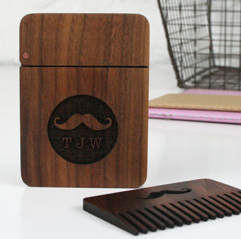 Solid Walnut And Copper Beard Moustache Comb And Box, 2 of 8