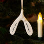 Porcelain Mistletoe Ornament With Christmas Wishes Tree Decoration, thumbnail 1 of 5