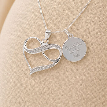 Personalised Large Sterling Silver Infinity Heart Pendant Necklace, 3 of 10