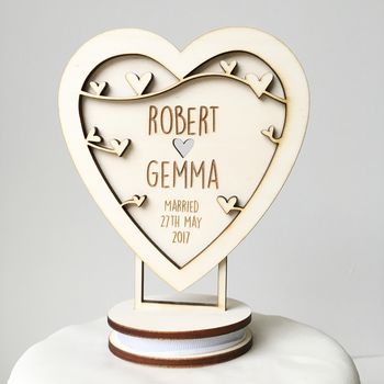 Personalised Heart Wedding Cake Topper, 3 of 7