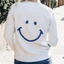 'Happy' Embroidered Adult Organic Sweatshirt, thumbnail 3 of 8
