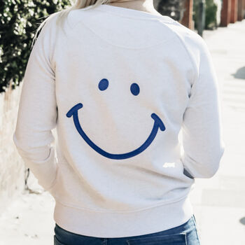'Happy' Embroidered Adult Organic Sweatshirt, 3 of 8
