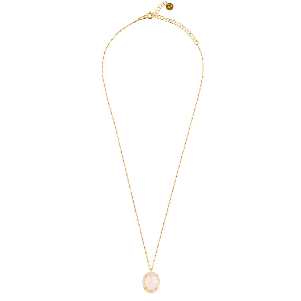 Beatrice Oval Gemstone Necklace Gold Plated Silver By Latelita ...