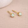 Solid 9ct Gold October Ethiopian Opal Birthstone Stud Earrings – 4mm, thumbnail 1 of 3