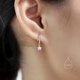 Moon And Star Cz Dangle Huggie Hoop Earrings, thumbnail 5 of 12