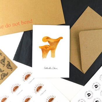 Chanterelle Mushroom Print A6 Greetings Card, 5 of 8