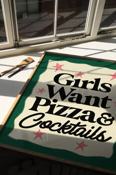Girls Want Pizza And Cocktails Kitchen Wall Art, 9 of 11