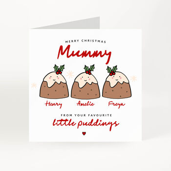Personalised Christmas Card For Mummy Little Pudding Design, 3 of 7