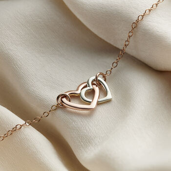 Mummy And Baby 9ct Gold Double Heart Necklace, 3 of 7