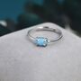 Sterling Silver Clawed Blue Opal Oval Ring, thumbnail 4 of 12