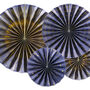 Navy Blue And Gold Rosette Hanging Decorations, thumbnail 2 of 3