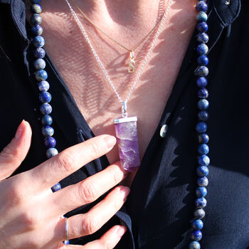Gemstone Flat Pencil Pendant Black Agate, 5 of 8