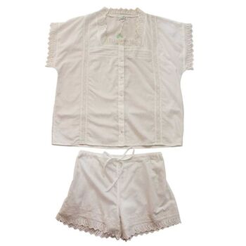 Ladies White Cotton Short Pyjama Set 'Eliza', 7 of 7