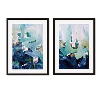 Modern Blue Abstract Art Print Set Of Two Framed Art, 8 of 8
