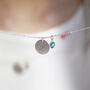 Silver Plated Script Initial Birthstone Disc Necklace, thumbnail 5 of 9