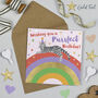 Over The Rainbow Purrfect Birthday Cat Card, thumbnail 1 of 2