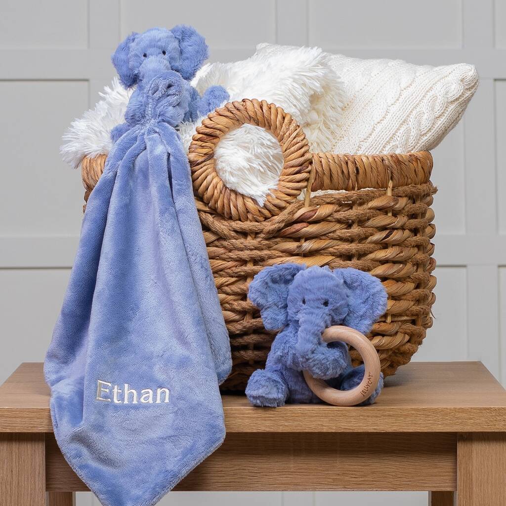 Personalised Elephant Comforter And Teether Gift Set, 1 of 5