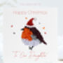 Robin And Butterfly Our/ My Daughter Christmas Card, thumbnail 1 of 12