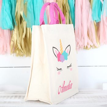 Personalised Girls Unicorn Canvas Bag With Rope Handles, 2 of 2
