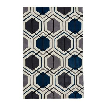Area Rug Hand Tufted Rectangle Grey/Navy, 2 of 8