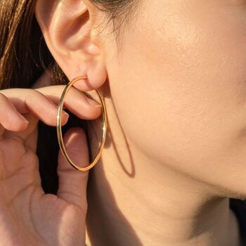 Statement Plain Gold Plated Hoop Earrings, 3 of 5