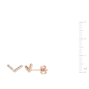 Rose Gold Cubic Zirconia Chevron Stud Earrings, 4 of 5